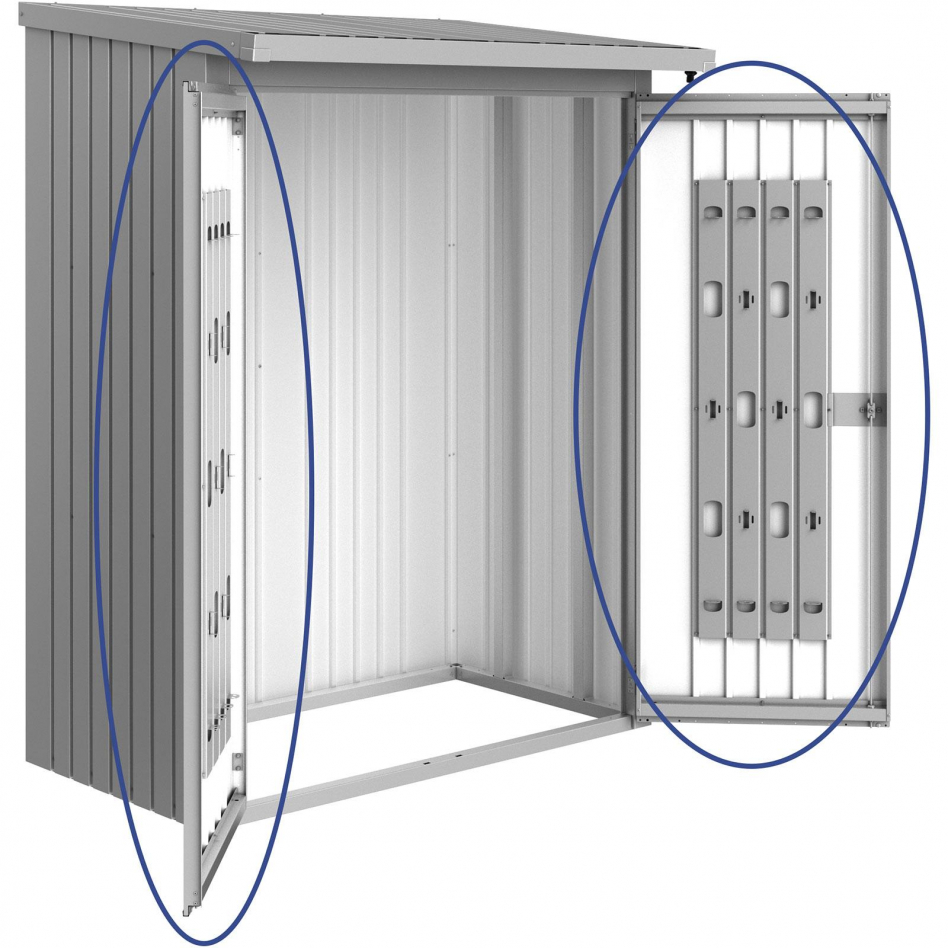 Biohort Türpaket Kaminholzregal Woodstock silber-metallic, 150 (157x171 cm)