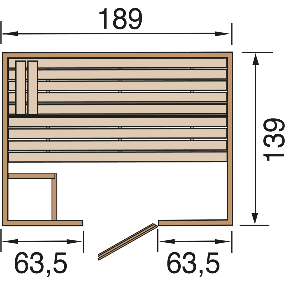 weka Sauna Massivholzsauna VALIDA, Glastür, 189x139 cm