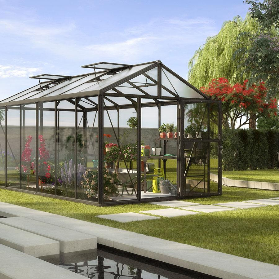 Vitavia Gewächshaus Zeus Tomatenhaus Schwarz Kombiverglasung, 465x258x250 cm (LxBxH)
