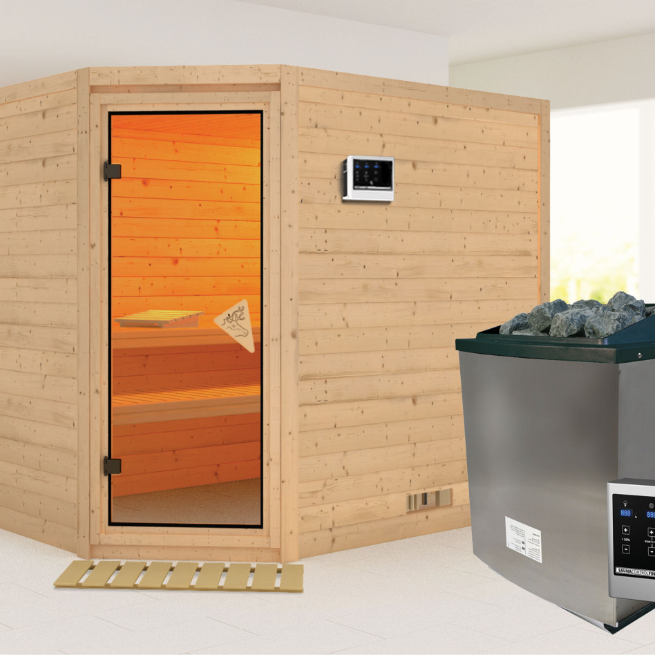 Karibu Sauna Tanami, 9 kW cmd ext. Easy Finnisch, sans corniche