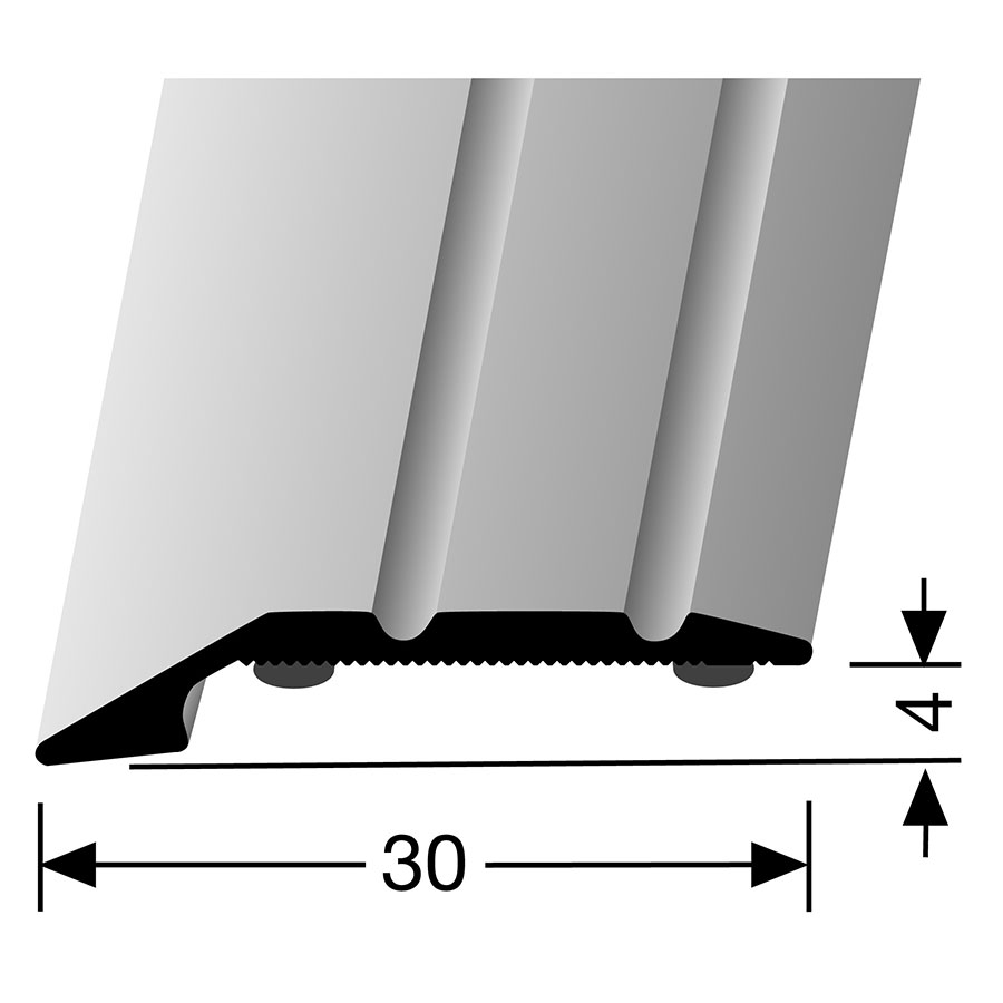 Barre de seuil d'arrêt en alu anodisé couleur inox acier PARKETTFREUND, 90 cm, 4 mm
