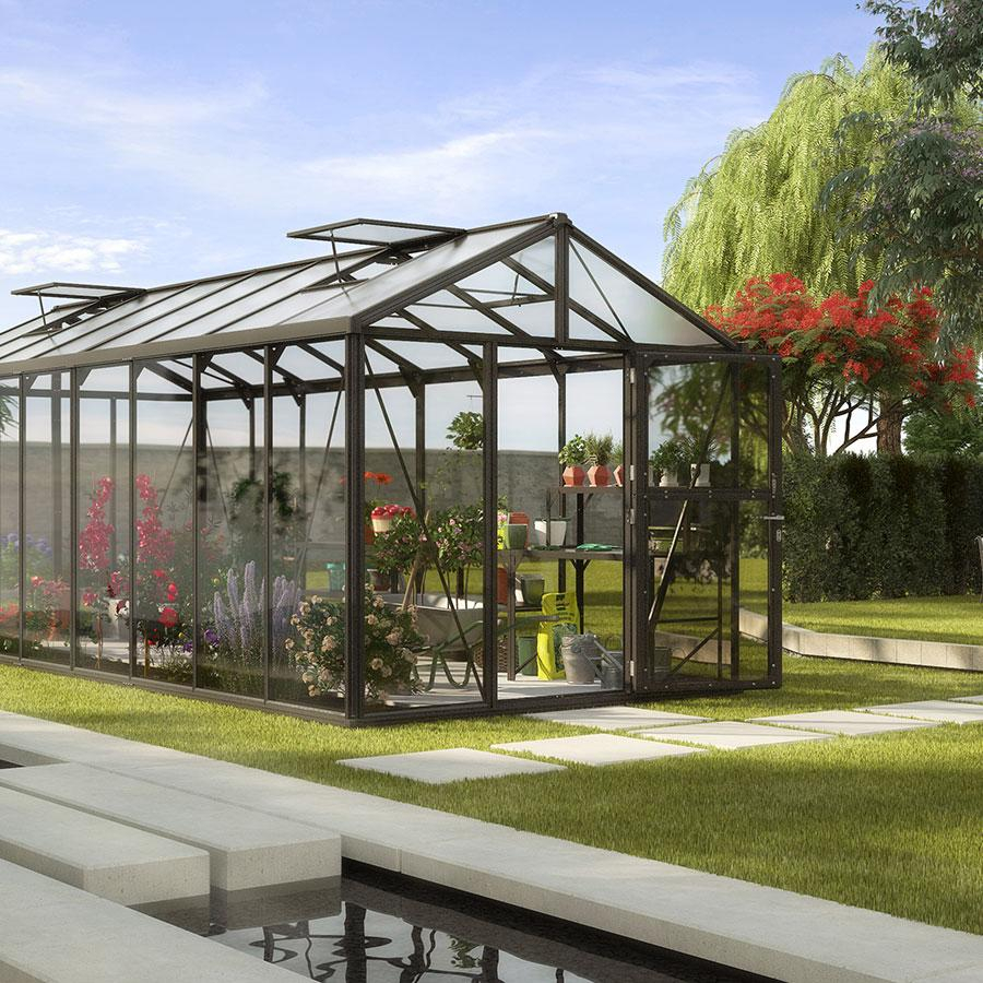 Vitavia Gewächshaus Zeus Tomatenhaus Schwarz Kombiverglasung, 614x258x250 cm (LxBxH)