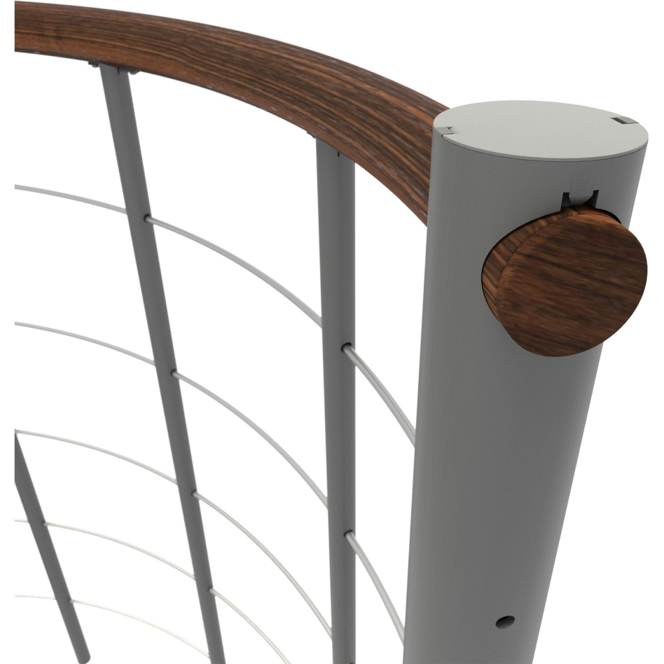 Minka balustrade grise avec câbles et main courante bois massif rond, 160 cm, Hêtre,Walnuss gebeizt & lackiert