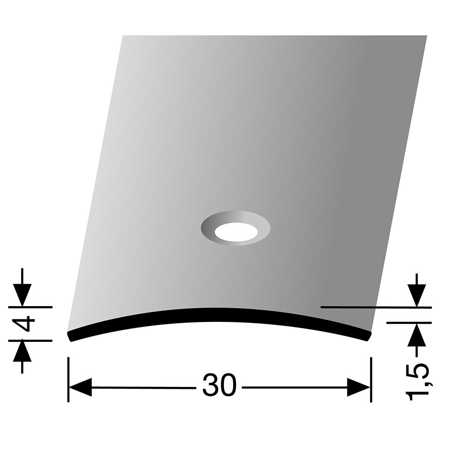 Barre de seuil en alu anodisé couleur acier inox finement poli PARKETTFREUND, 200 cm, 1,5 mm