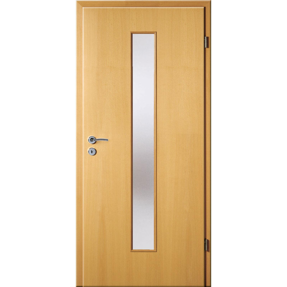 Kilsgaard Zimmertür mit Lichtausschnitt/Glas schmal mittig Buche Lamikor Typ 43/LA05 Rundkante, DIN Rechts, 860x2110 mm,Chinchilla (ESG)