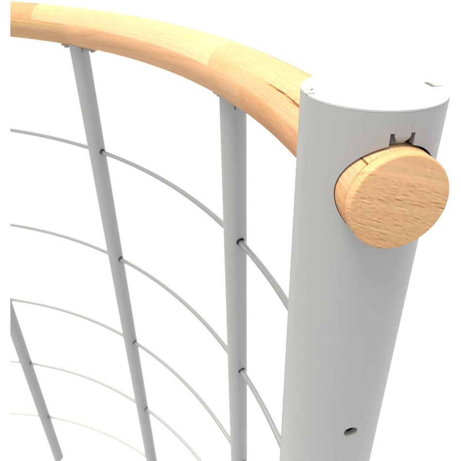 Minka balustrade blanche avec câbles et main courante bois massif rond, 140 cm, Hêtre,laqué