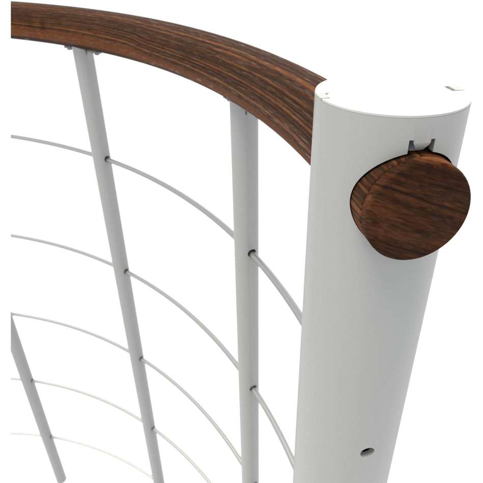 Minka balustrade blanche avec câbles et main courante bois massif rond, 140 cm, Hêtre,Walnuss gebeizt & lackiert