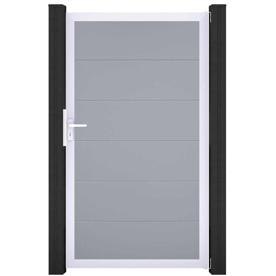 GroJa Einzeltor BasicLine PVC-Steckzaun Silbergrau , Silber EV1