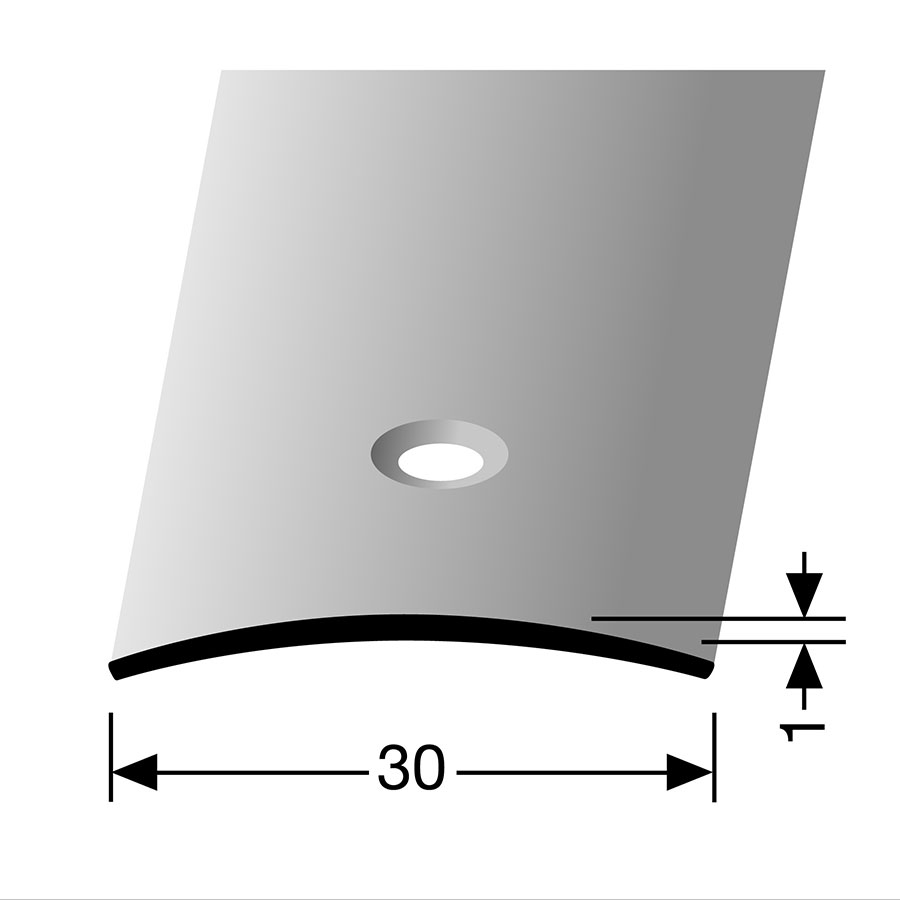 PARKETTFREUND Übergangsprofil Edelstahl poliert Schrauben und Dübel Übergangsschiene grau, 100 cm, 1 mm,30 mm Image