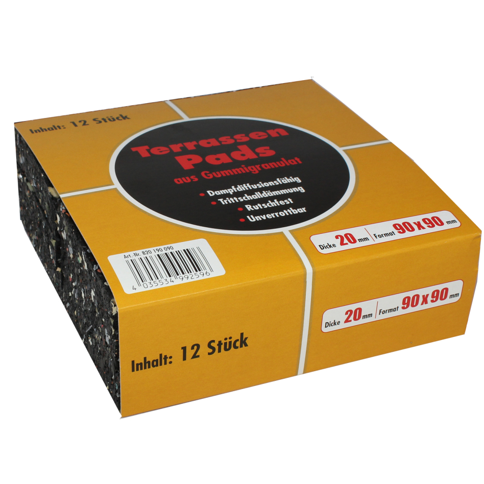 ferax Terrassenpad 90x90mm, 12 Stück, 20 mm, 1 Pack