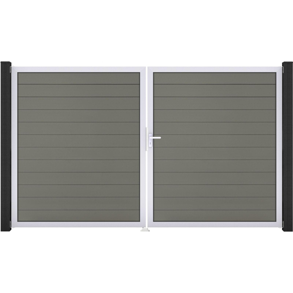 GroJa Doppeltor Solid Steckzaun Grau, DIN Rechts, Silber EV1