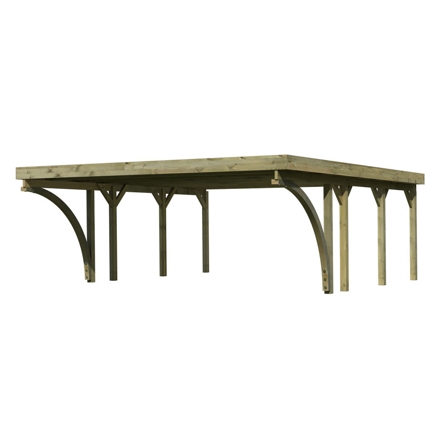 Karibu Doppelcarport Classic mit Rundbogen Unterstand, Stahl-Dachplatten, 2 Rundbögen,598x670 cm