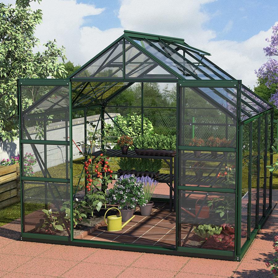 Vitavia Gewächshaus Mars Tomatenhaus Smaragd, 3 mm, 258x257x232 cm (LxBxH),ESG (Einscheibensicherheitsglas, kristallklar)