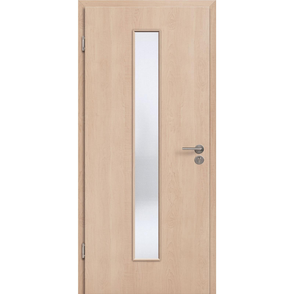 Kilsgaard Zimmertür mit Lichtausschnitt/Glas schmal mittig Nova Ahorn Lamikor Typ 43/LA05 Rundkante, DIN Rechts, 735x2110 mm,Mastercarré (ESG)
