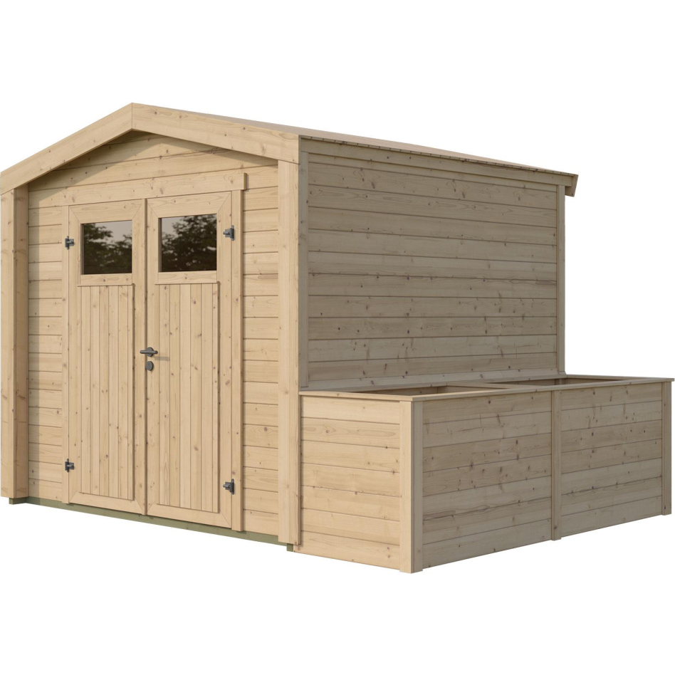 weka Gartenhaus Killarney Naturbelassen inkl. Hochbeet, Ja, 1/4 verglast,235x235 cm