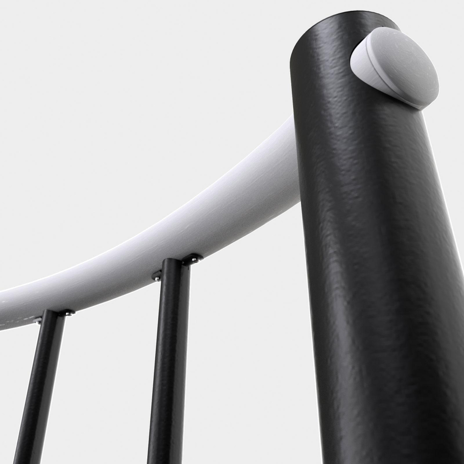 Minka balustrade noire avec barres verticales et main courant bois massif rond, 120 cm, Hêtre,weiß gebeizt & lackiert