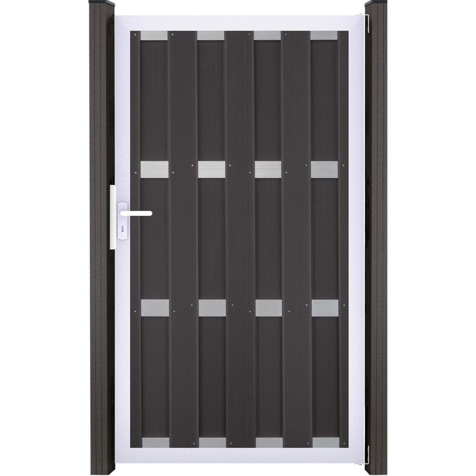 Portillon GroJa Viento pour clôture occultante anthracite, DIN gauche, argent EV1