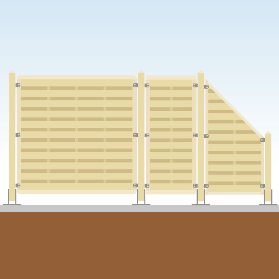 Clôture pare-vue bois kit complet BASIC, avec élément final, 179 cm,2,8,à visser