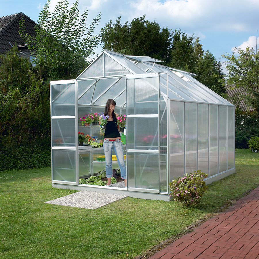 Vitavia Gewächshaus Mars Tomatenhaus Silber, 6 mm, 383x257x232 cm (LxBxH),HKP (Hohlkammerplatten)