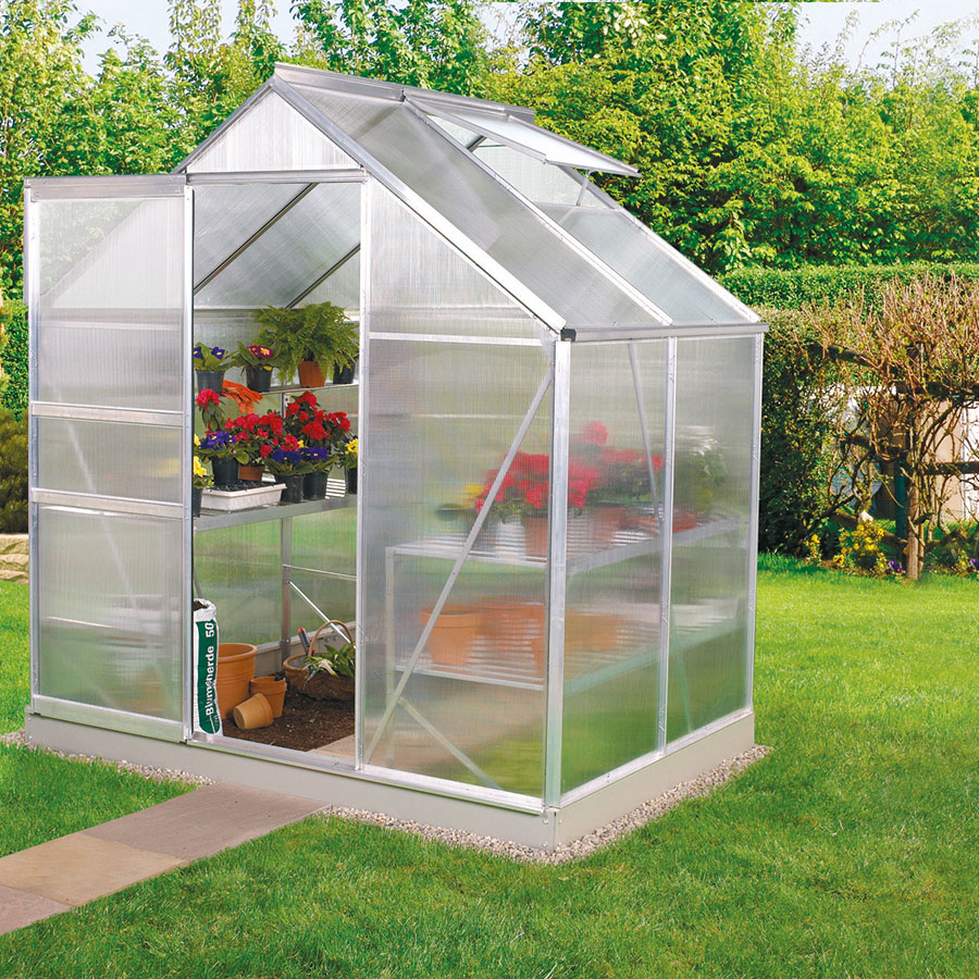 Vitavia Gewächshaus Venus Tomatenhaus Silber, 4 mm, 131x195x197 cm (LxBxH),HKP (Hohlkammerplatten)
