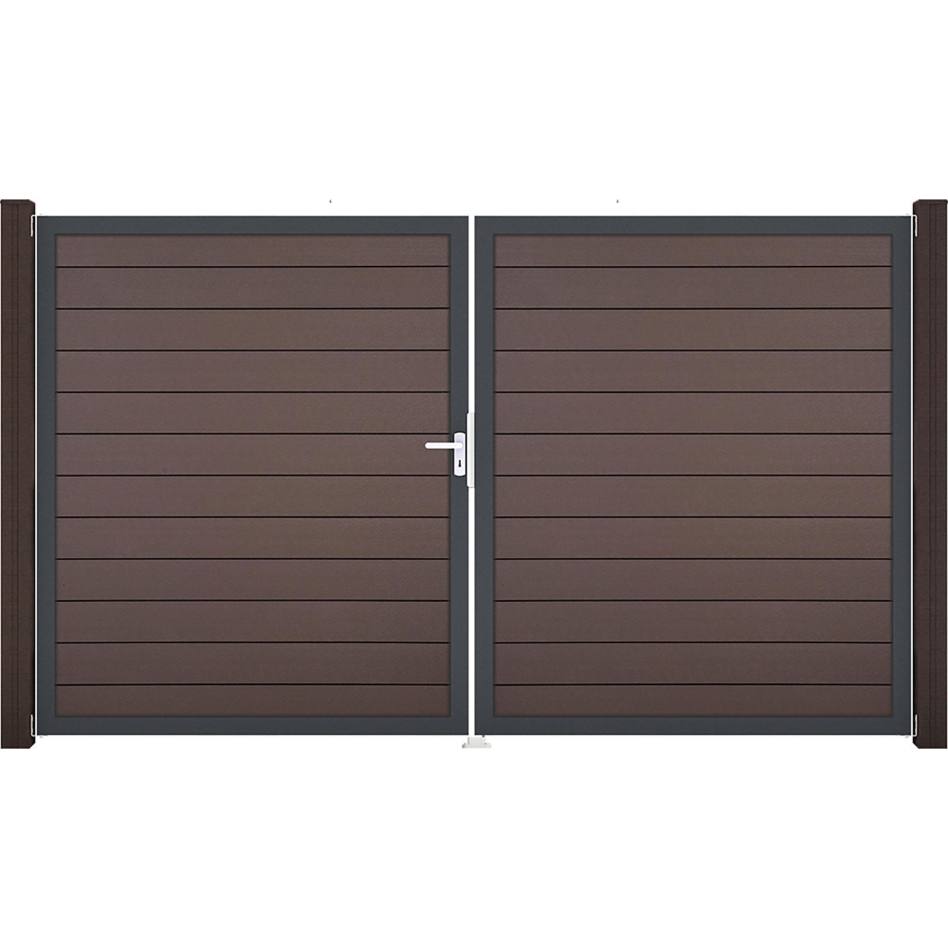 GroJa Doppeltor Solid Steckzaun Terra, DIN Links, Anthrazit DB 703