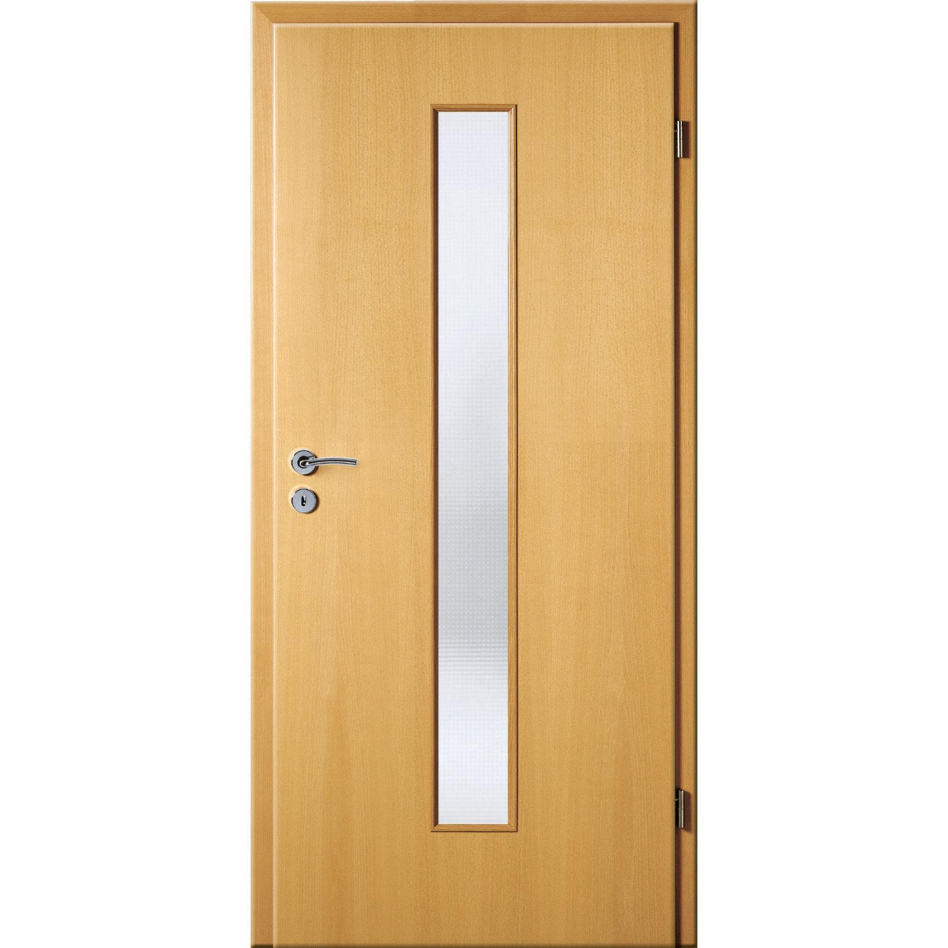 Kilsgaard Zimmertür mit Lichtausschnitt/Glas schmal mittig Buche Lamikor Typ 43/LA05 Rundkante, DIN Rechts, 985x2110 mm,Mastercarré (ESG)