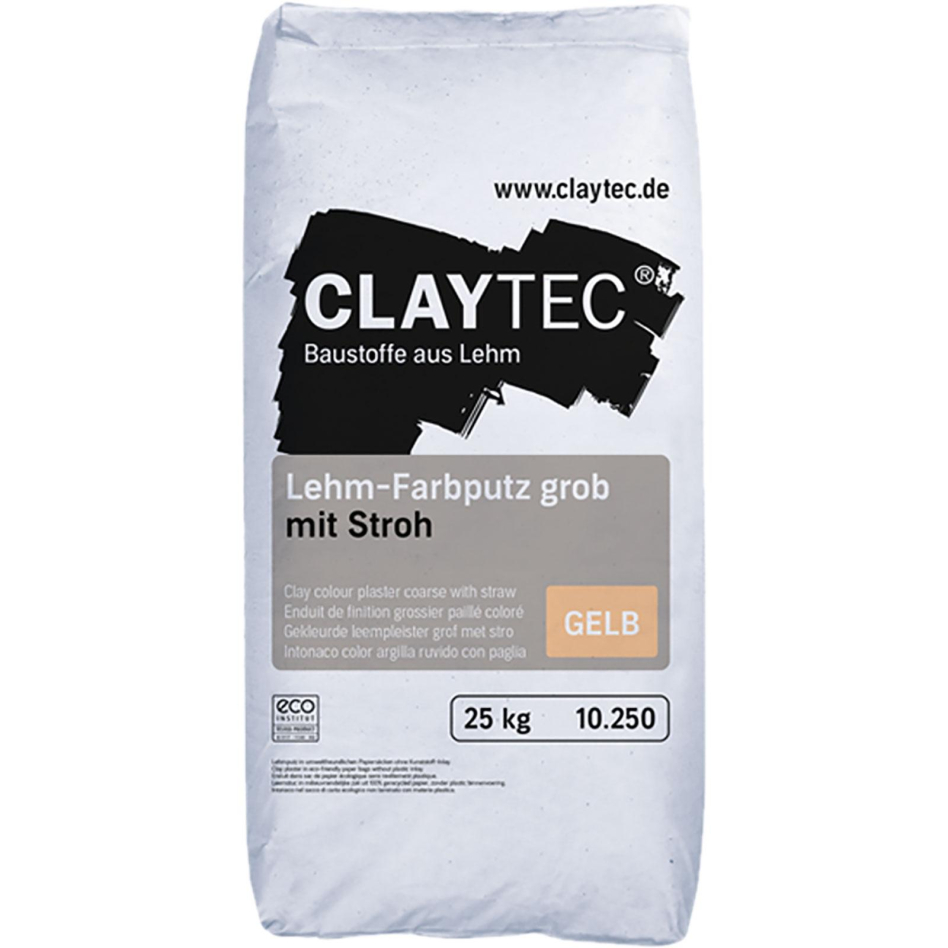 ClayTec Lehm-Farbputz grob mit Stroh, 25 kg, Gelb
