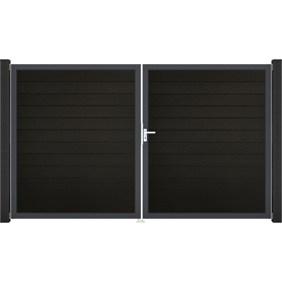GroJa Doppeltor Solid Steckzaun Schwarz co-extrudiert, DIN Rechts, Anthrazit DB 703