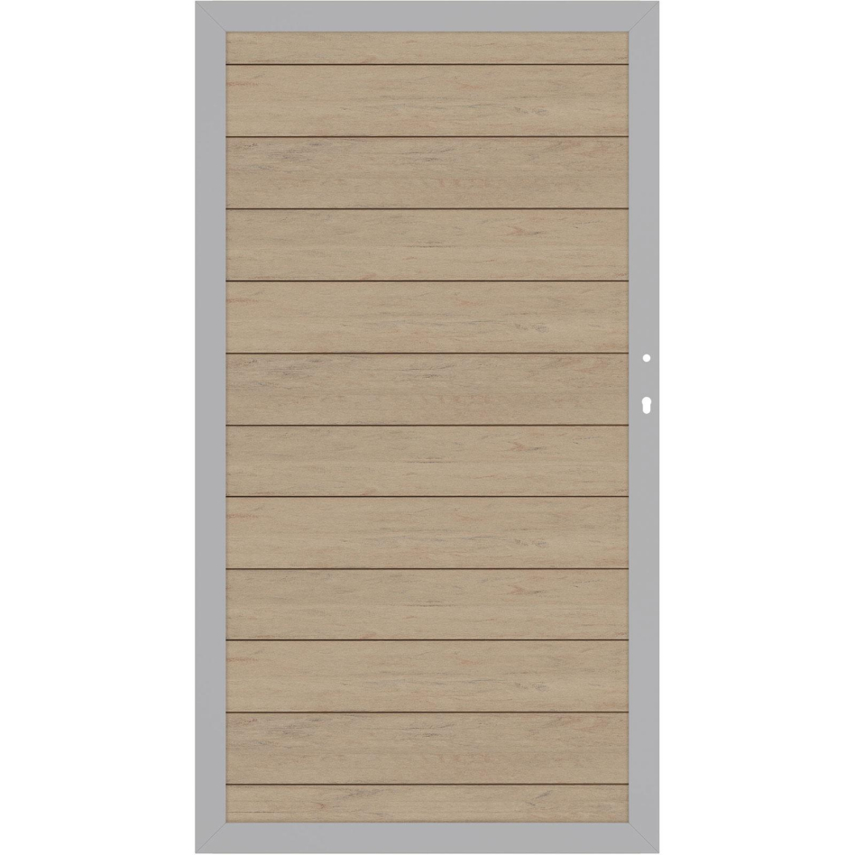 Portail panneau brise-vue bois composite, TraumGarten SYSTEM sable, DIN droit