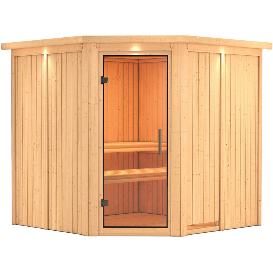 Karibu Sauna Jarin, sans poêle, avec costière de toiture,Porte tout verre,vitrage claire