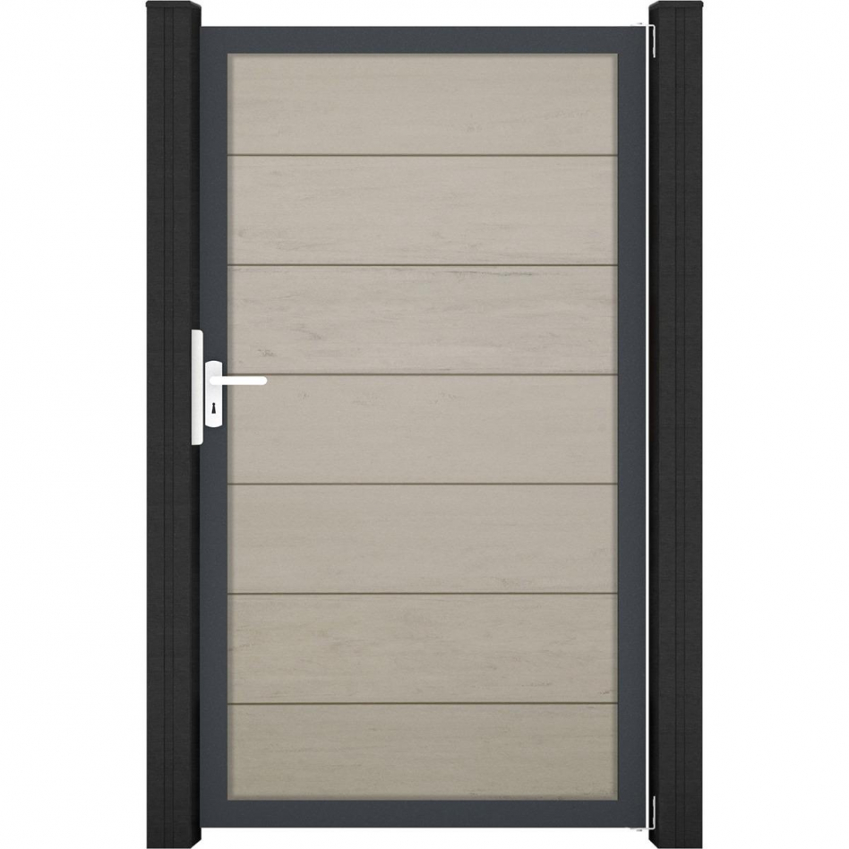 GroJa Einzeltor Solid Grande Steckzaun Bi-Color Sand co-extrudiert, 100 cm, Anthrazit DB 703