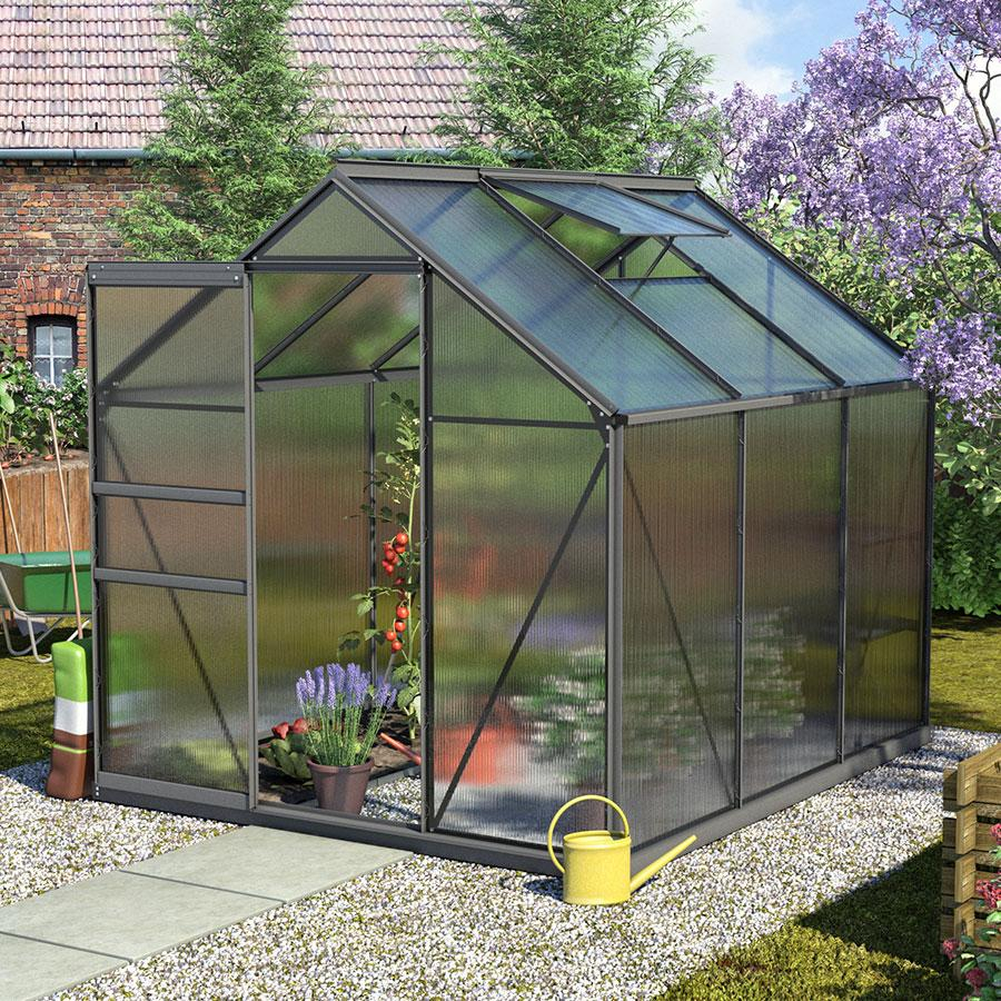 Vitavia Gewächshaus Calypso Tomatenhaus Schwarz, 6 mm, 232x195x197 cm (LxBxH)