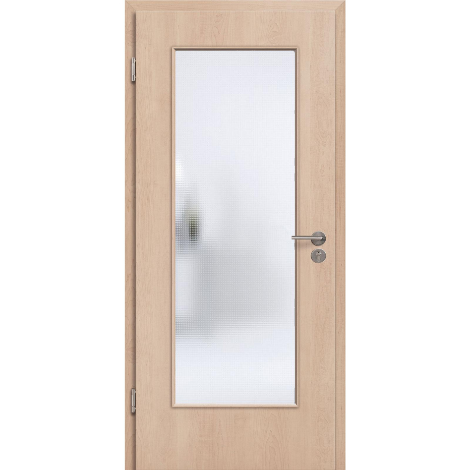 Kilsgaard Zimmertür mit Lichtausschnitt/Glas Nova Ahorn Lamikor Typ 43/LA Rundkante, DIN Links, 735x2110 mm,Mastercarré (ESG)