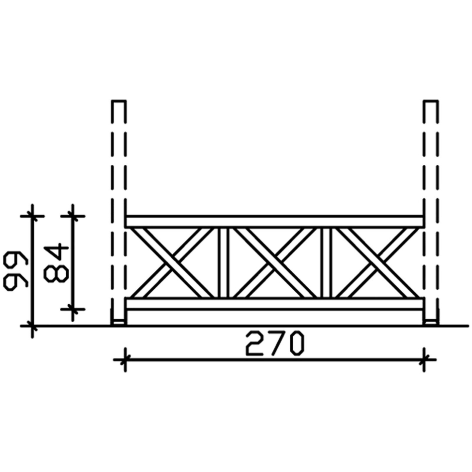 Skan Holz Brüstung Andreaskreuz, für 4-Eck Pavillons und Terrassenüberdachungen, Schiefergrau, 270 cm