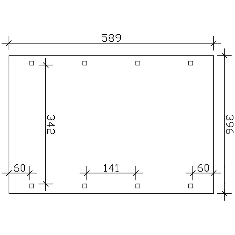 Skan Holz Einzelcarport Spreewald Imprägniert Unterstand, rote Dachblende, 396x589 cm