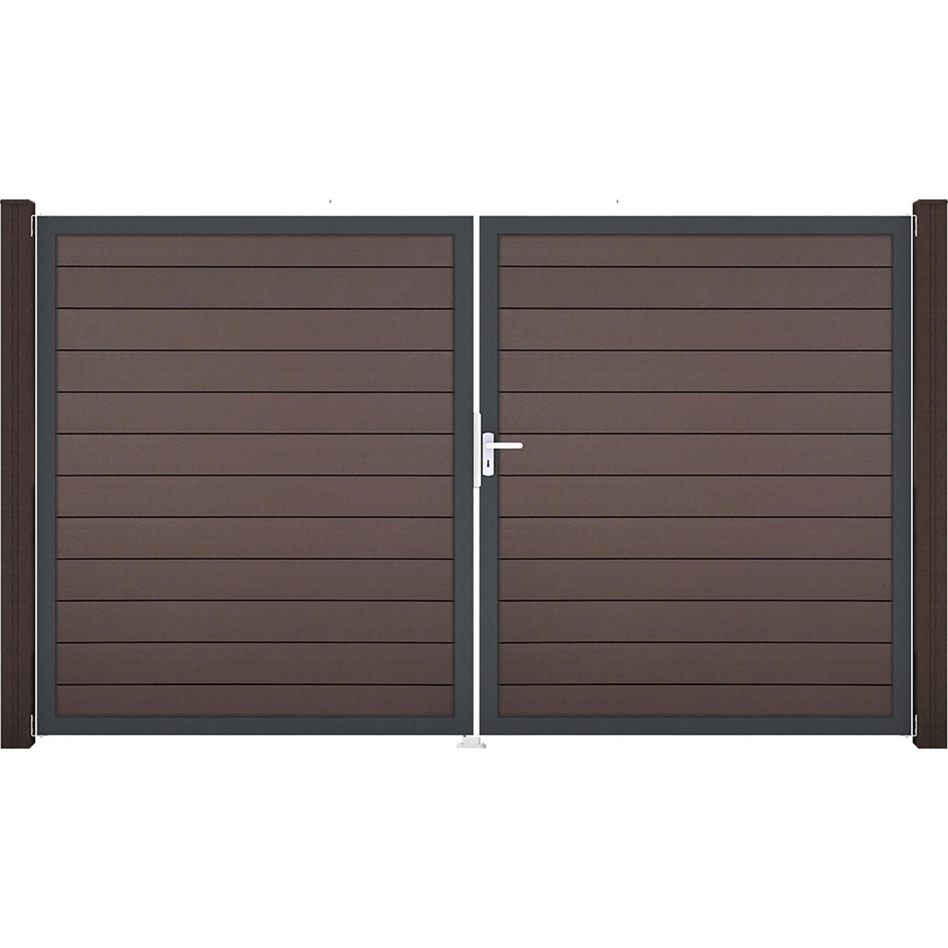 GroJa Doppeltor Solid Steckzaun Terra, DIN Rechts, Anthrazit DB 703