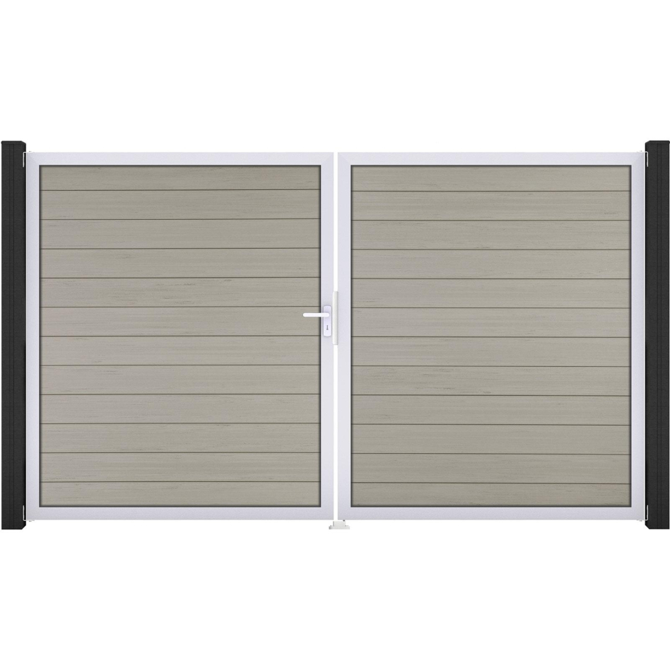 GroJa Doppeltor Solid Steckzaun Bi-Color Sand, DIN Links, Silber EV1