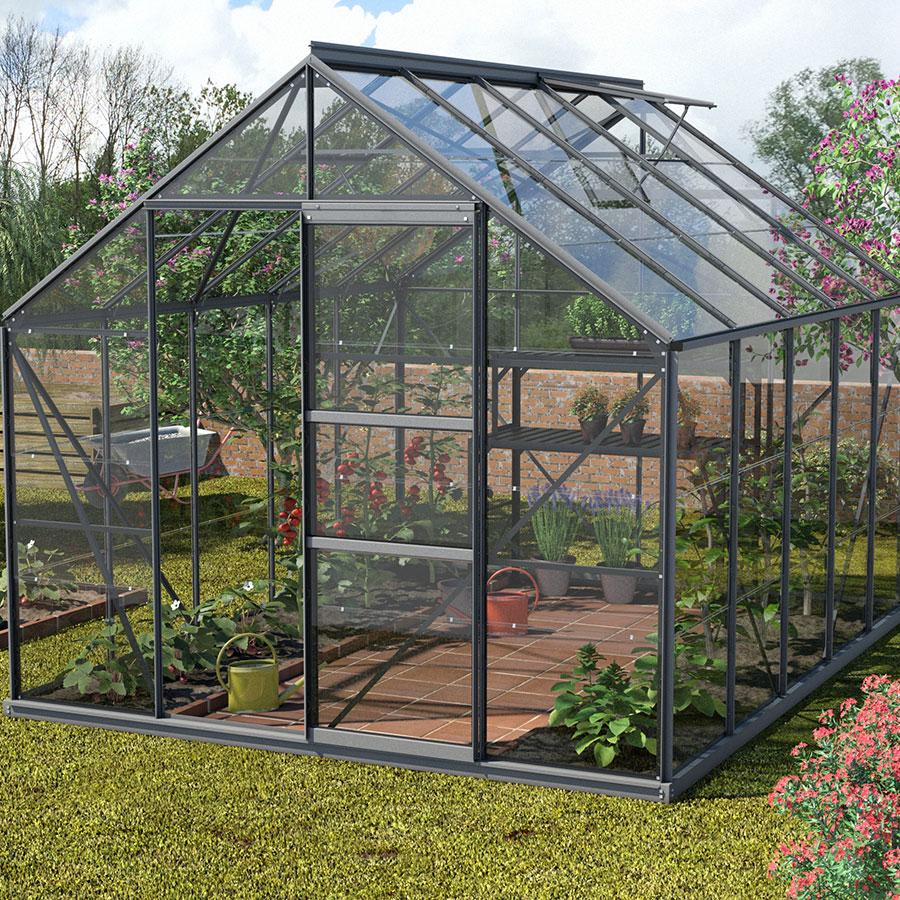 Vitavia Gewächshaus Merkur Tomatenhaus Schwarz, 4 mm, 383x257x232 cm (LxBxH),HKP (Hohlkammerplatten)