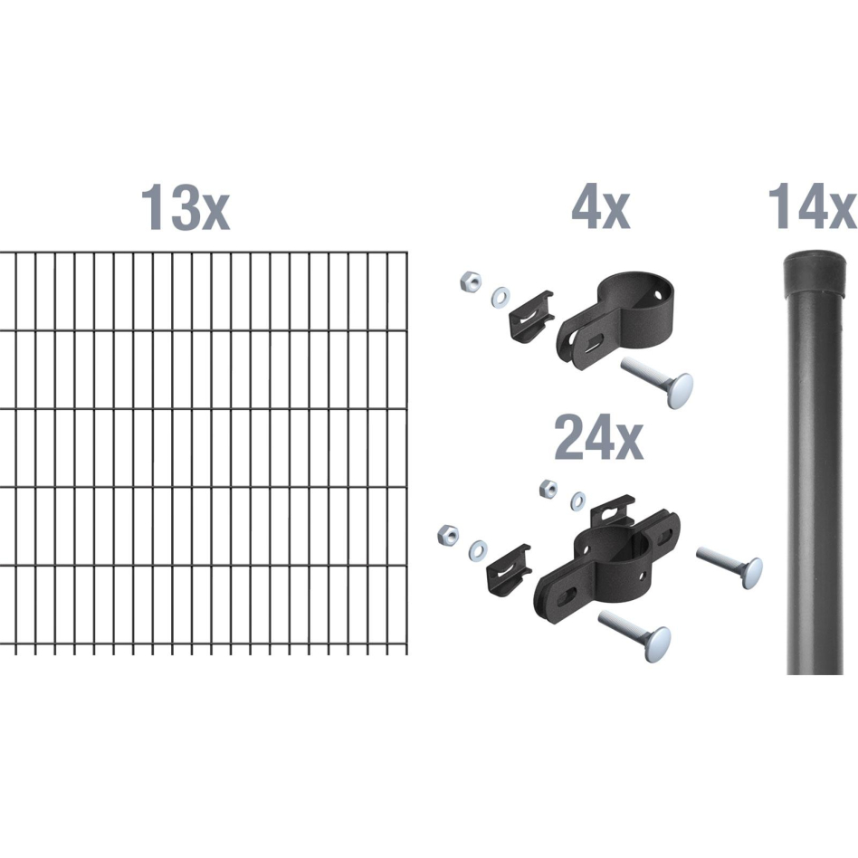 Alberts Einstabmatten Zaun-Set anthrazit, zum Einbetonieren, 75 cm, 26 m