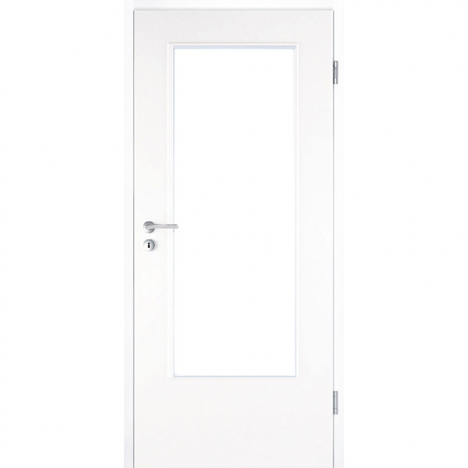 Kilsgaard Zimmertür mit Lichtausschnitt/Glas Weiß lackiert Lamikor Typ 43/LA Rundkante, DIN Rechts, 735x1985 mm,ohne Verglasung Image
