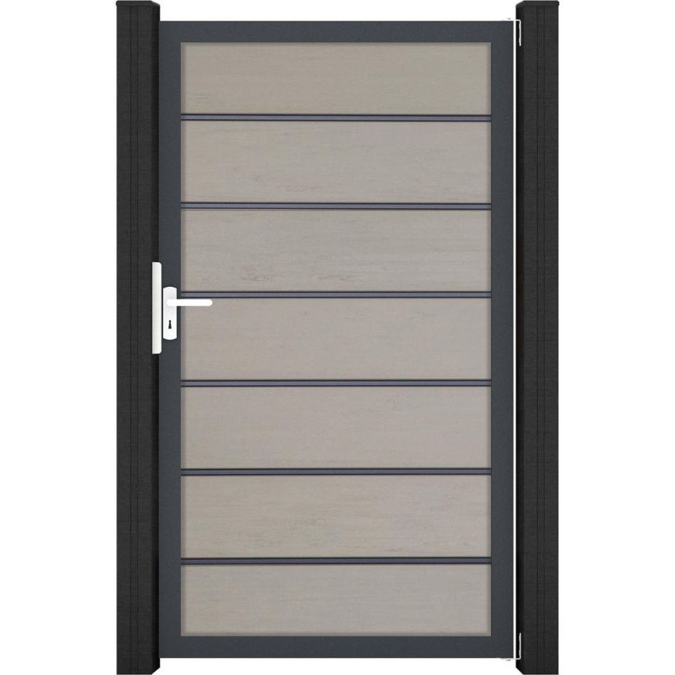 GroJa Einzeltor Solid Grande Premium Steckzaun Bi-Color Sand, 100 cm, Anthrazit DB 703