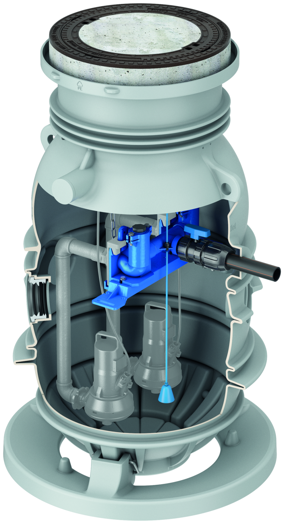 ACO Muli Max Pumpstation B125, Deckel geruchsdicht verschraubt, Muli Max duo