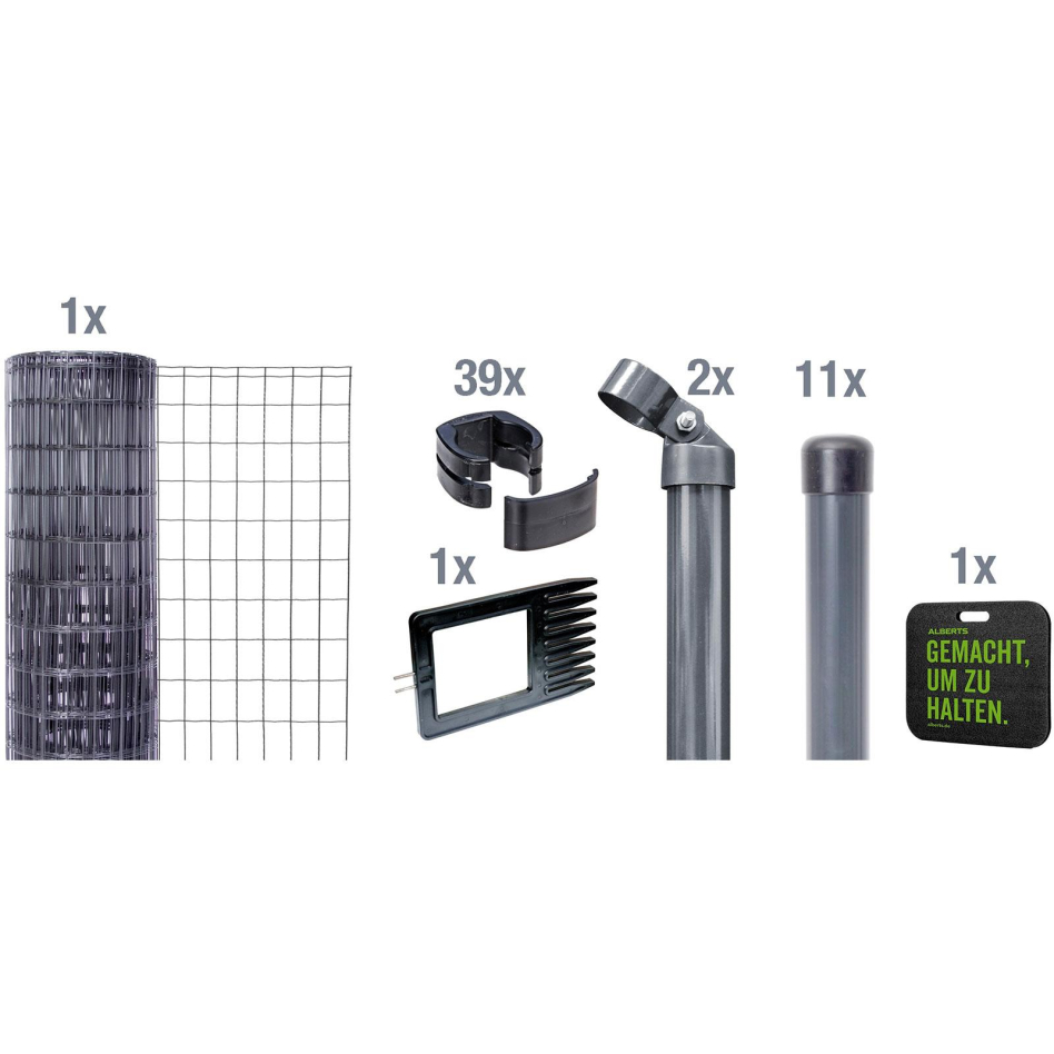 Alberts Schweißgitterzaun Set Fix-Clip Pro® anthrazit-metallic, 153 cm, 25 m,Einbetonieren