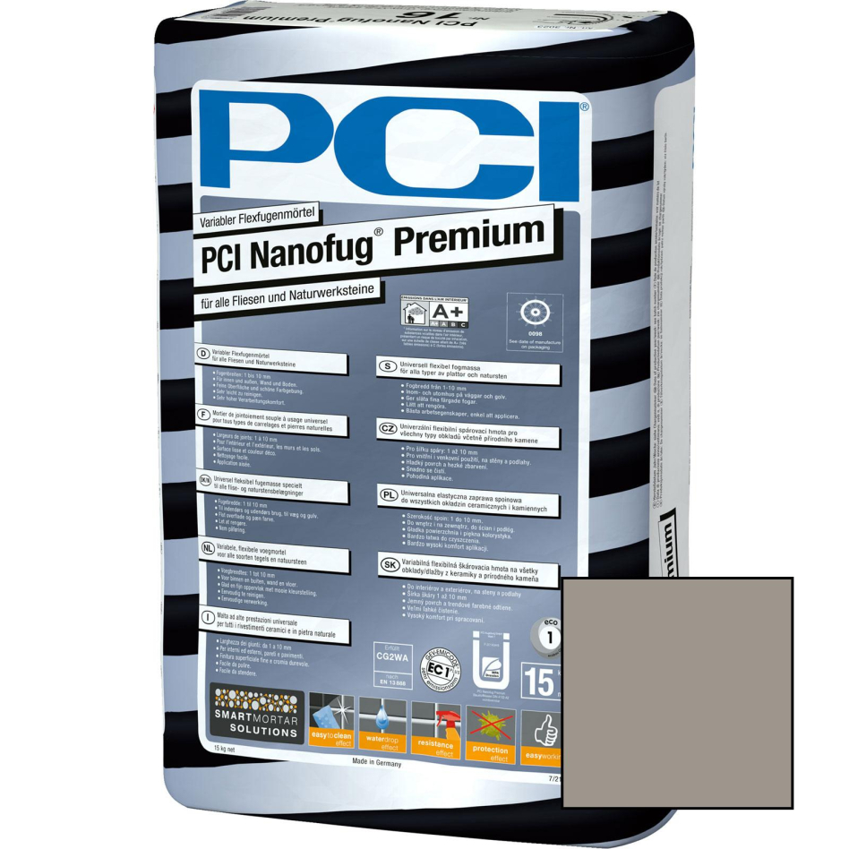 PCI Nanofug Premium Variabler Flexfugenmörtel, 15 kg, Zementgrau (Nr.31)