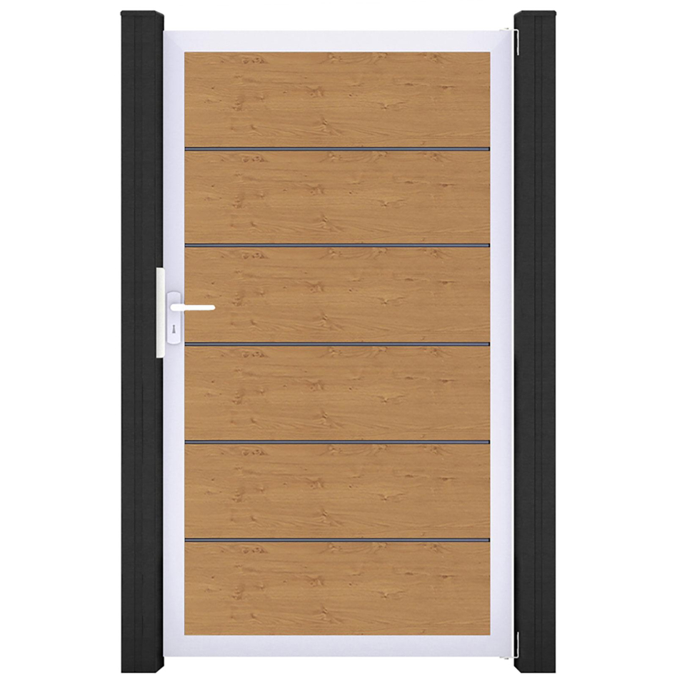 GroJa Einzeltor BasicLine Premium PVC-Steckzaun Asteiche Natur , Silber EV1
