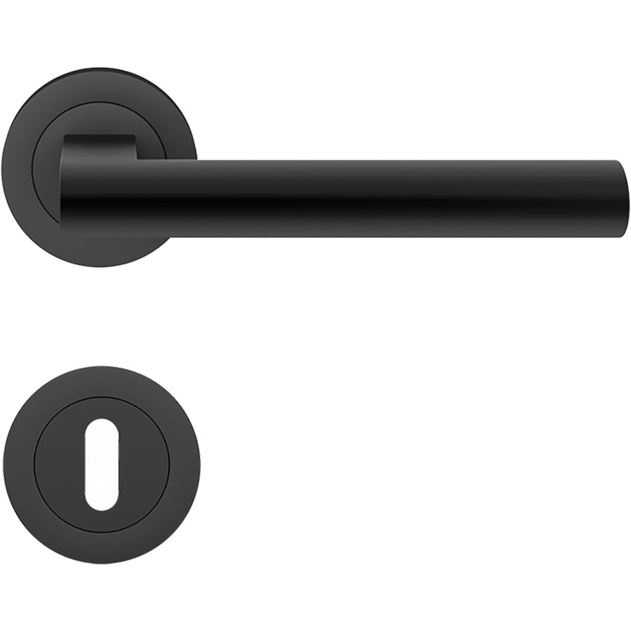 Karcher Türgriff-Garnitur Madeira ER45 Kosmos Schwarz Türklinke, Buntbart