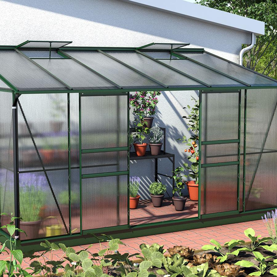Vitavia Anlehngewächshaus Osiris Tomatenhaus Smaragd, 6 mm, 201x387x221 cm (LxBxH)