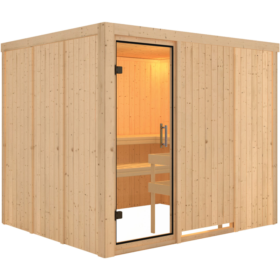 Karibu Sauna Gobin, sans poêle, Porte tout verre,sans corniche,vitrage claire