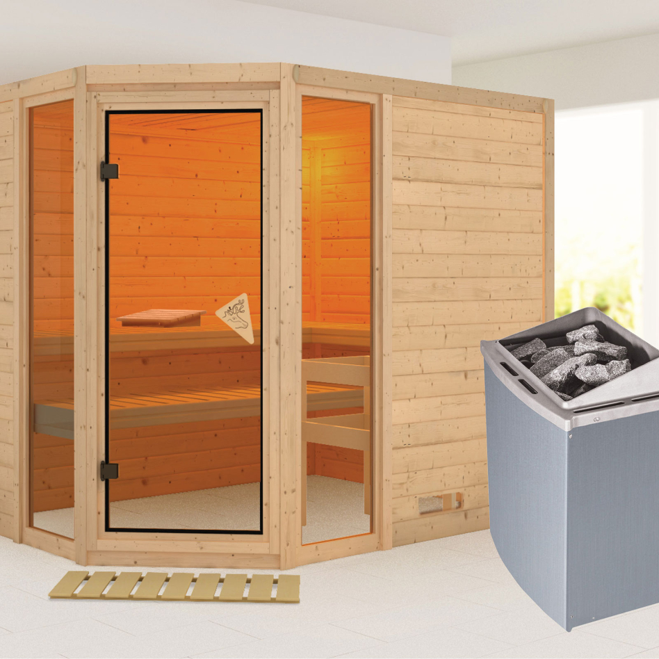 Karibu Sauna Sinai 3, 9 kW cmd intégrée, sans corniche