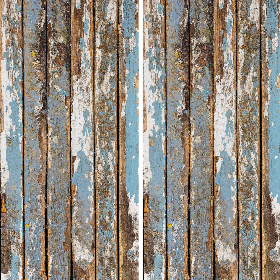 Panneau mural de douche Winwall en aluminium composite bois ancien turquoise, Jeu de 2, 2500x1250 mm